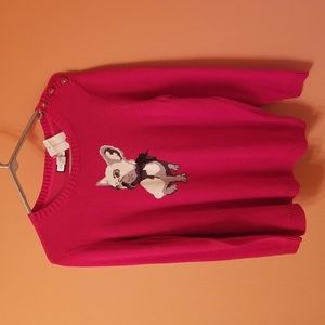 Charter Club French Bulldog Winter Red Sweater Size Medium
